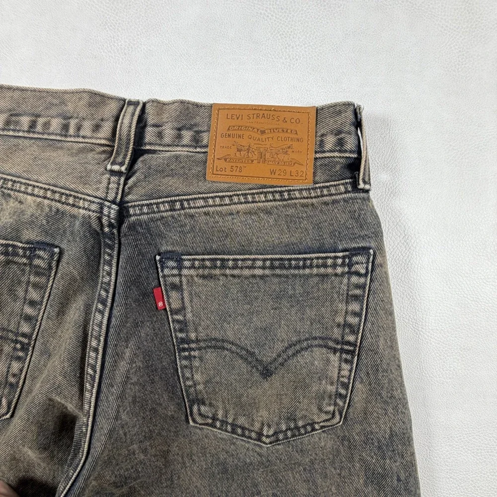 Levis Premium 578 Baggy Jeans Mens 29x32 Dirty Wash Black Loose Wide Leg